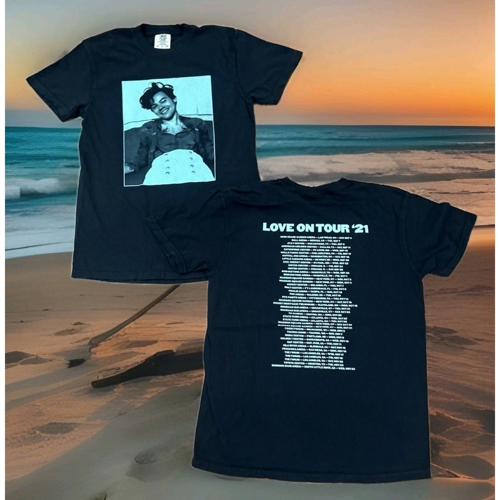 NEW! Harry Styles Love On Tour 2021 Black T-Shirt Two Sided Small Medium 2XL